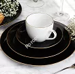 Serwis obiadowo - kawowy na 6 osób (30 el) Bogucice - Black & White Gold 1207