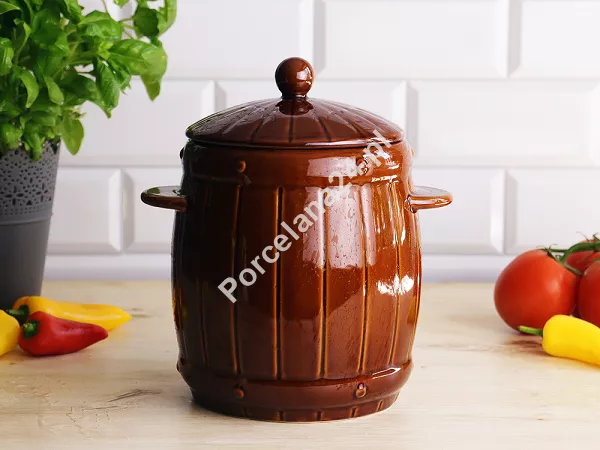 Beczka hermetyczna z kamionki 3,0 L Bella Fiore - Brązowa 1TR.BECZ.41632 Beczka hermetyczna z kamionki 3,0 L Bella Fiore - Brązowa 1TR.BECZ.41632