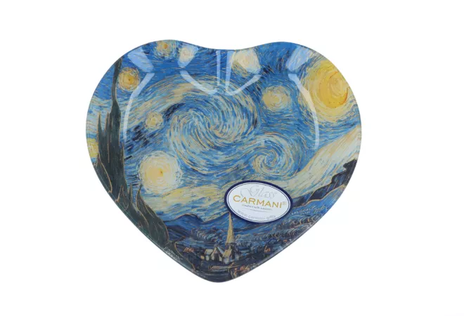 Talerz dekoracyjny w kształcie serca 19 cm Carmani - Vincent van Gogh, Gwieździsta noc 33.198-1440 Talerz dekoracyjny w kształcie serca 19 cm Carmani - Vincent van Gogh, Gwieździsta noc 33.198-1440