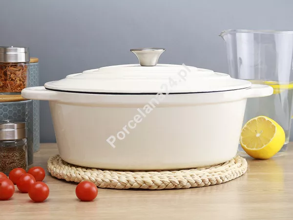 Garnek owalny żeliwny / brytfanna 30 cm Nois - Tierra Kremowy 17.830089 Garnek owalny żeliwny / brytfanna 30 cm Nois - Tierra Kremowy 17.830089