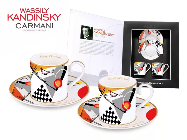 Komplet 2 filiżanek ze spodkiem mocca Carmani - Wassily Kandinsky Orange 33.046-0108 Komplet 2 filiżanek ze spodkiem mocca Carmani - Wassily Kandinsky Orange 33.046-0108