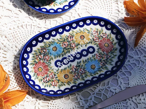 Półmisek owalny 24 cm Bolesławiec - Rajska Łąka Półmisek owalny 24 cm Bolesławiec - Rajska Łąka