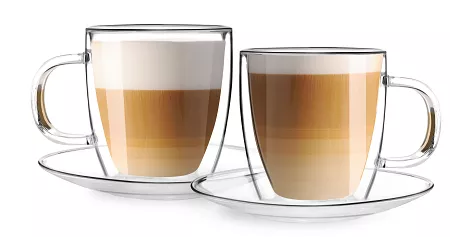 Zestaw 2 filiżanek termicznych ze spodkiem z podwójną ścianką 250 ml Vialli Design - Amo 7565