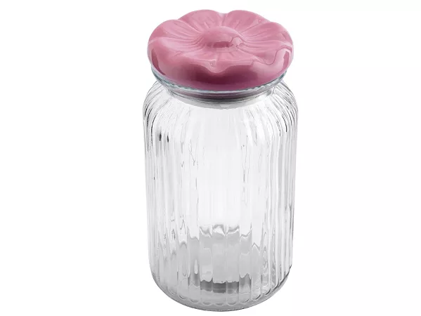 Pojemnik szklany z ceramiczną pokrywą 1,25 L Altom Design - Kwiat 07.POJ.8606 Pojemnik szklany z ceramiczną pokrywą 1,25 L Altom Design - Kwiat 07.POJ.8606
