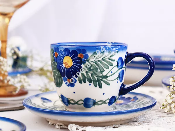 Filiżanka ze spodkiem 0,22 L / 14 cm Bolesławiec - Kwiaty Kuleszy Filiżanka ze spodkiem 0,22 L / 14 cm Bolesławiec - Kwiaty Kuleszy