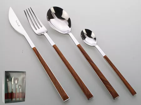 Komplet sztućców 24 cz. na 6 osób PINTI1929 - Sushi Queen Mahoń (2.5 mm) - pudełko 23.17B0.7091.K24