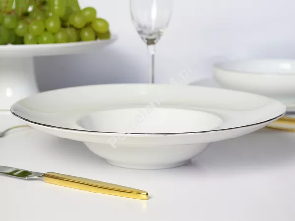 Talerz głęboki 28 cm (do pasty) Bogucice - Base Platin 1183 Talerz głęboki 28 cm (do pasty) Bogucice - Base Platin 1183