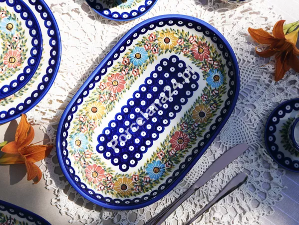 Półmisek owalny 36 cm Bolesławiec - Rajska Łąka Półmisek owalny 36 cm Bolesławiec - Rajska Łąka