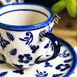 Filiżanka ze spodkiem do espresso 0,11 L / 12,5 cm Bolesławiec - Niebieskie Motyle