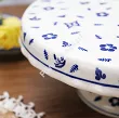 Patera na nodze 27 cm Bolesławiec - Niebieskie Motyle gat.I