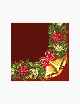 Serwetki 33 x 33 cm (20szt) Polmak - Świąteczny wieniec z dzwonkami 55.SD-GW-002402