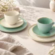 Garnitur śniadaniowy dla 2 osób (6 el) Bogucice - Alumina Granite Mint Blue i Cool White Gold Nordica 1129G 1128G
